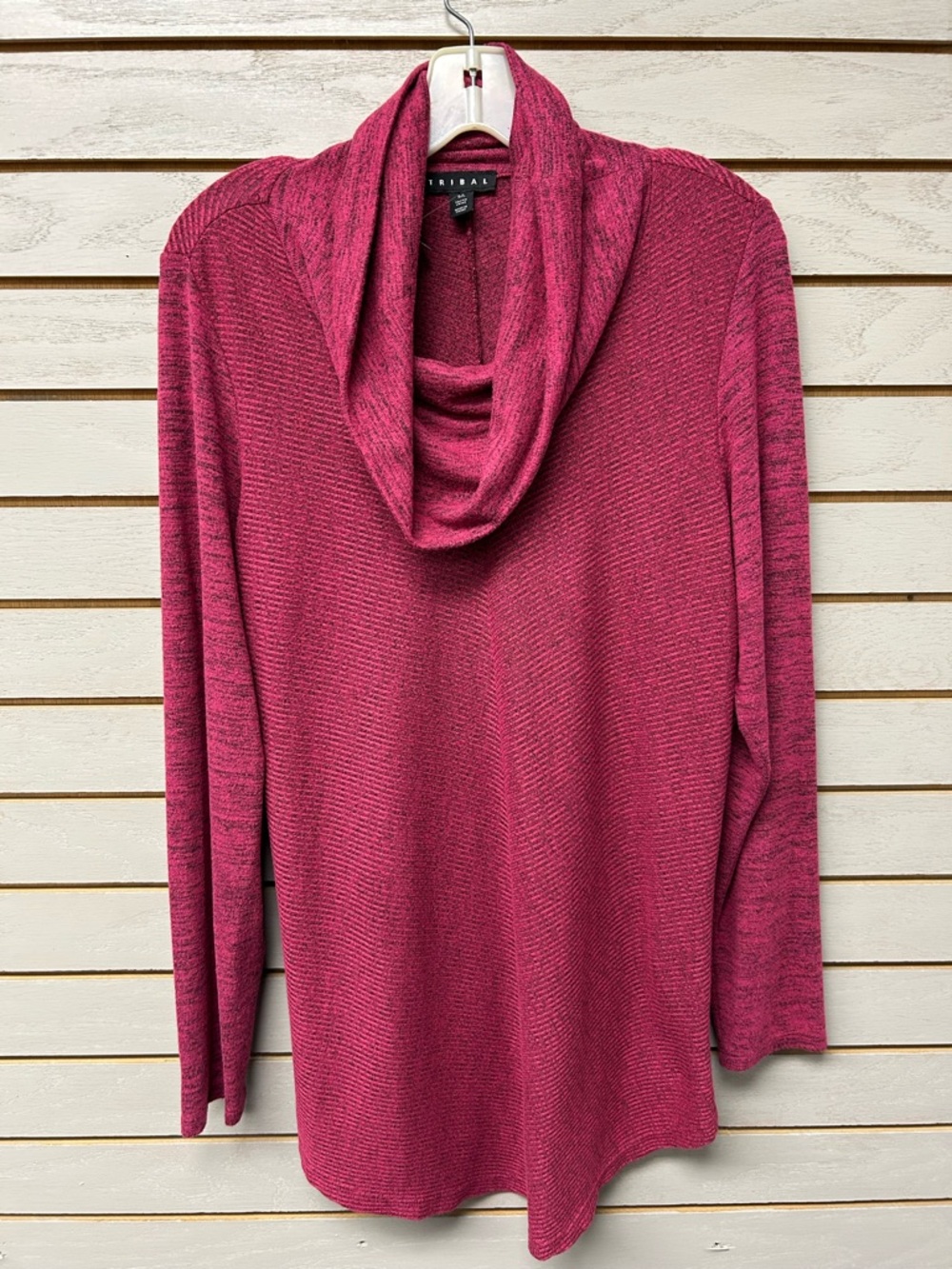 Tribal Women's Cowl Neck Sweater in Raspberry